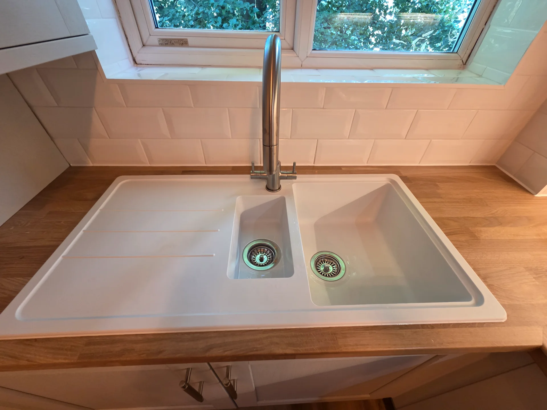Before and after kitchen cleaning, sink and faucet